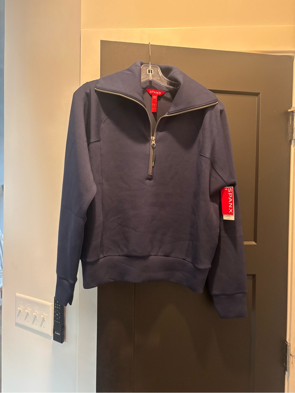 SPANX AirEssentials Half Zip Long Sleeve Pullover Air Essentials Timeless Navy - Picture 8 of 14